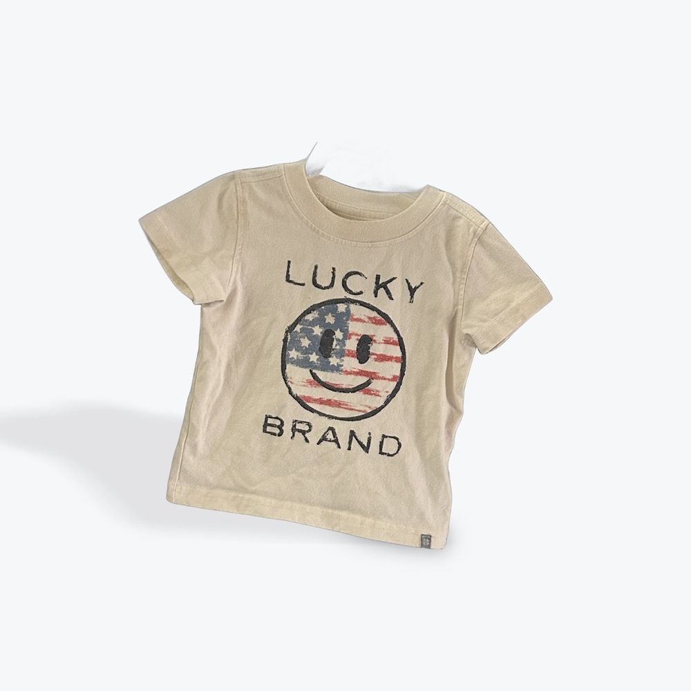 Preloved Lucky Brand White Red white and Blue Smiley Face T-Shirt size 12 months